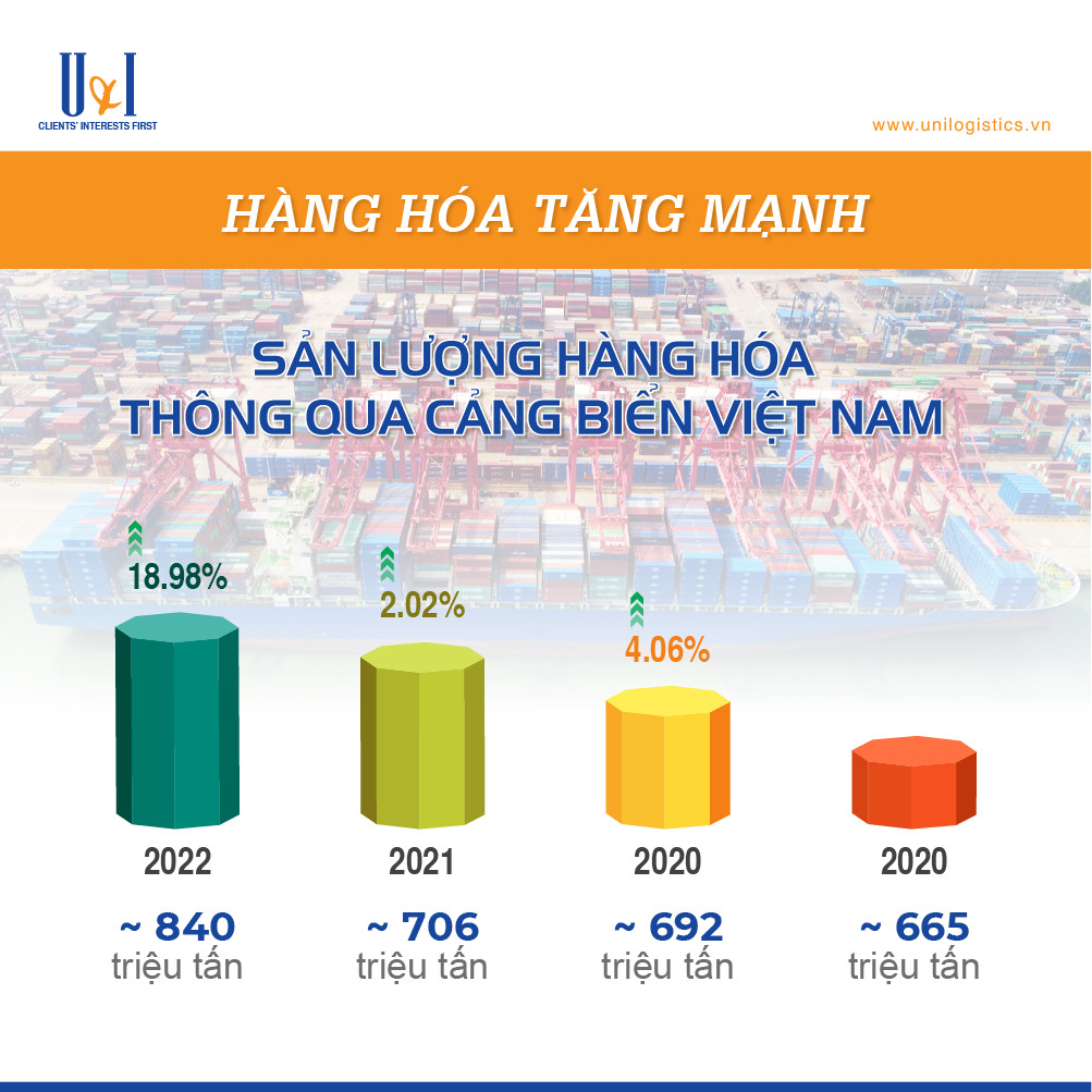 Sản lượng hàng hóa thông qua cảng biển sẽ tăng trưởng mạnh mẽ trong năm 2022