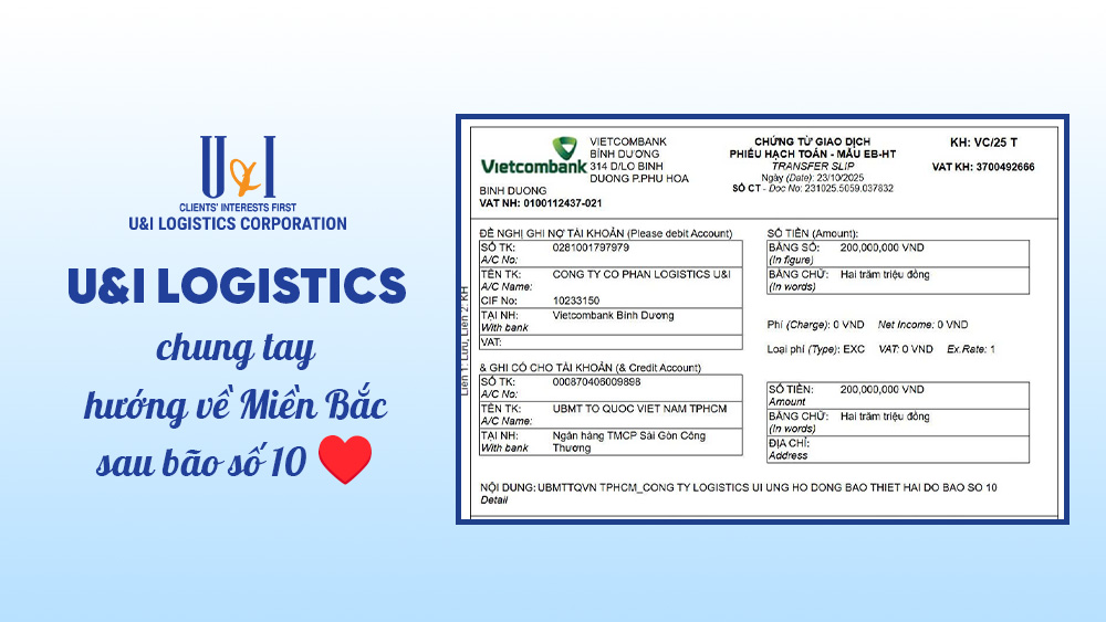 U&I Logistics join hands to support Northern Vietnam after typhoon Bualoi