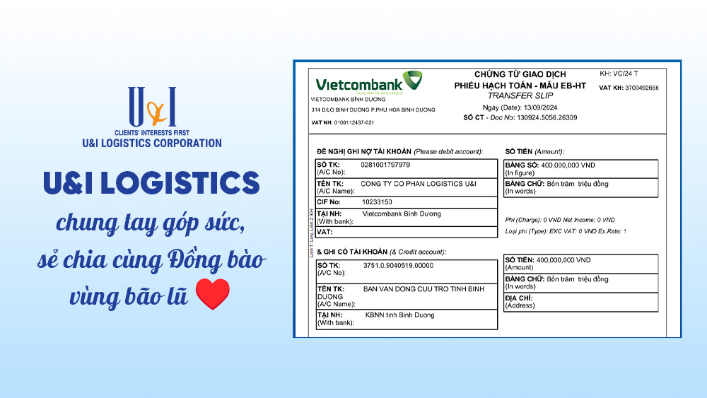 U&I Logistics đồng lòng hướng về Đồng bào Miền Bắc 