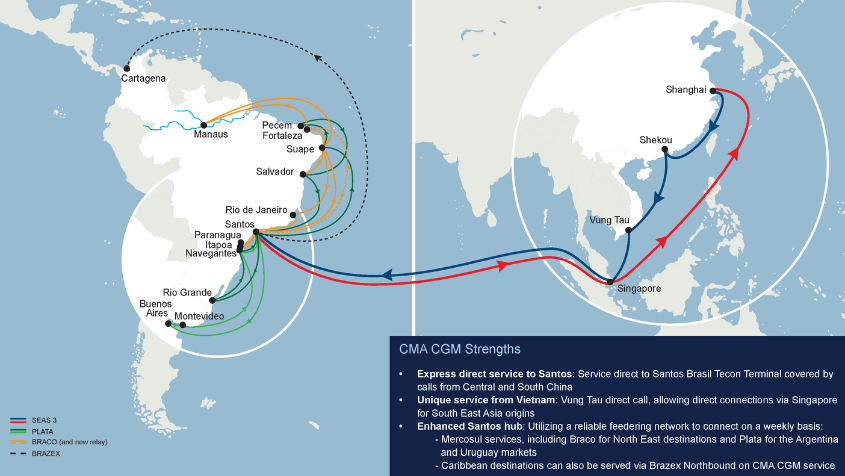 CMA CGM giới thiệu tuyến dịch vụ đầu tiên kết nối trực tiếp Việt Nam với Nam Mỹ